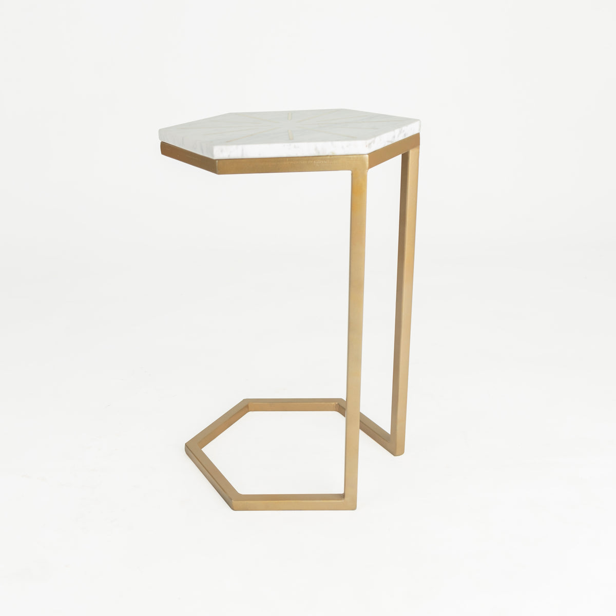 Grivola Marble C Table with Brass Inlay