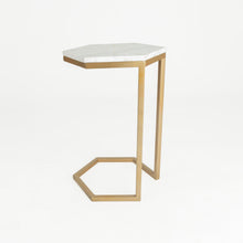 Load image into Gallery viewer, Grivola Marble C Table with Brass Inlay