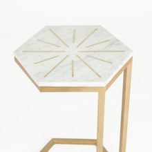 Load image into Gallery viewer, Grivola Marble C Table with Brass Inlay