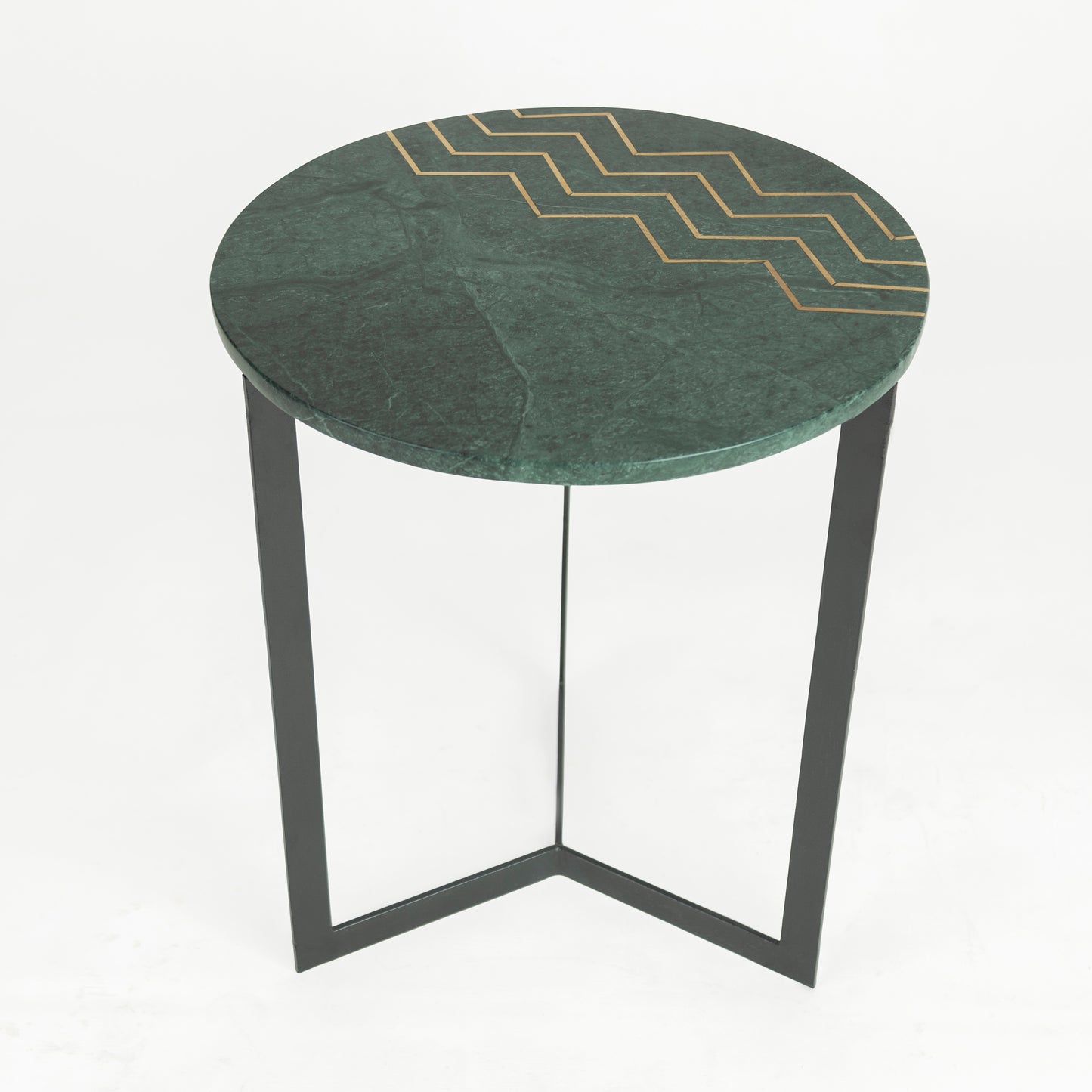 Zupo Marble Side Table with Brass Inlay