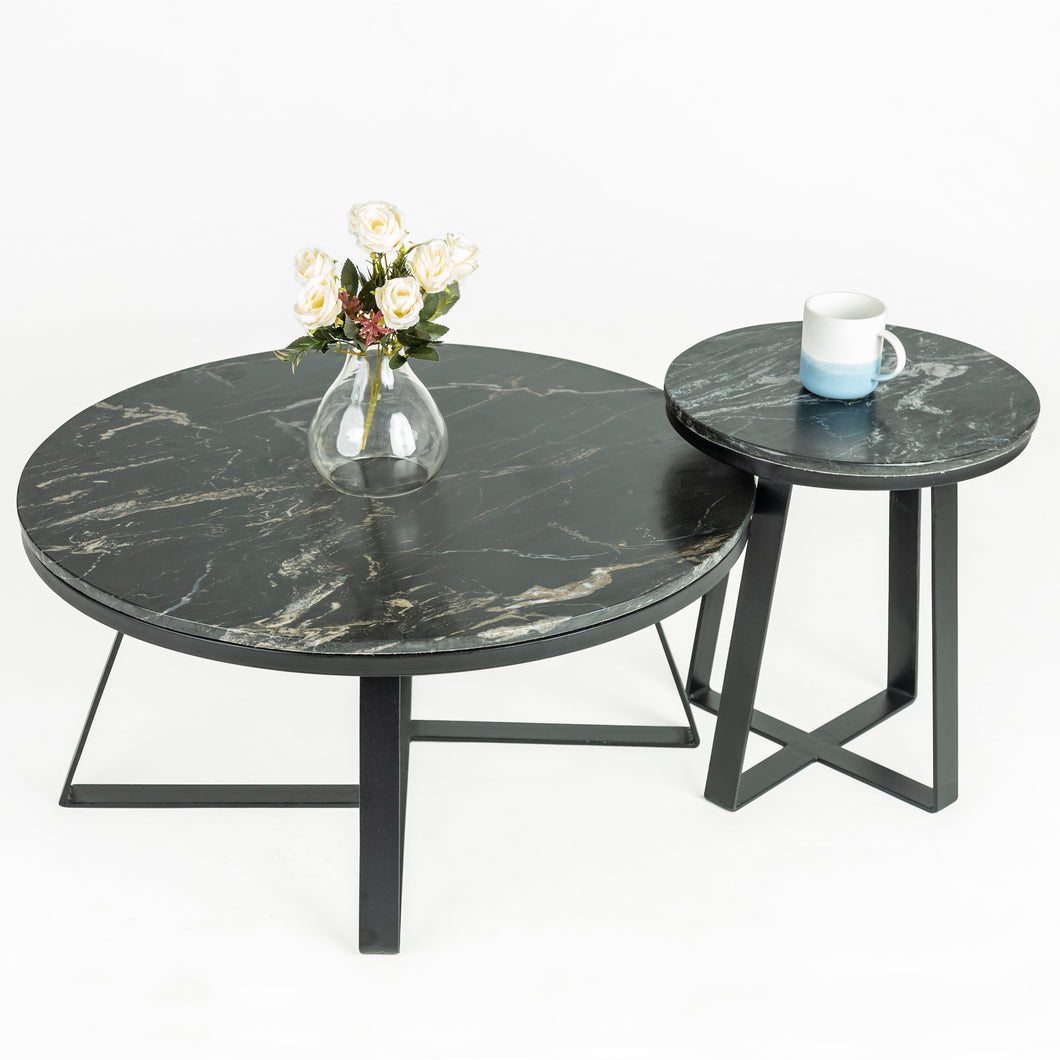 Iseo Black Mable Nesting Table