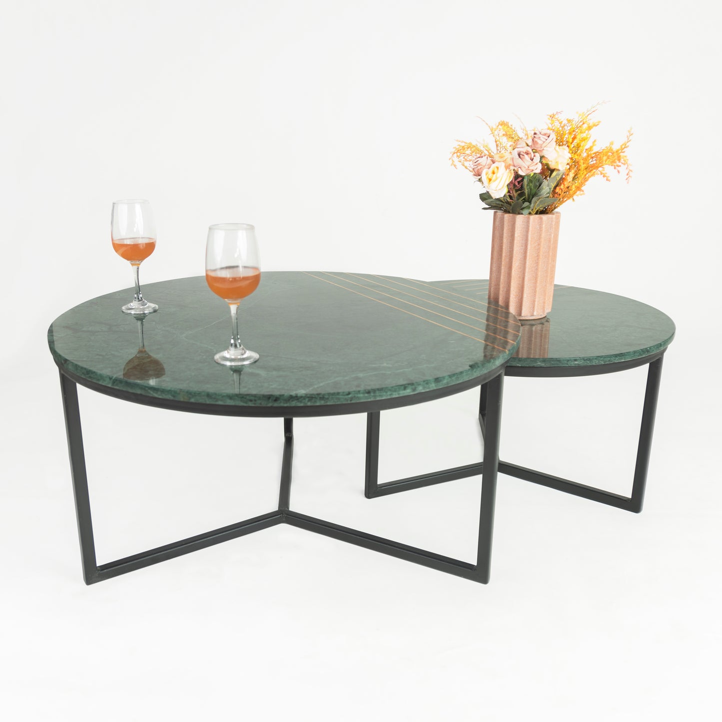 Como Marble Coffee Table With Brass Inlay