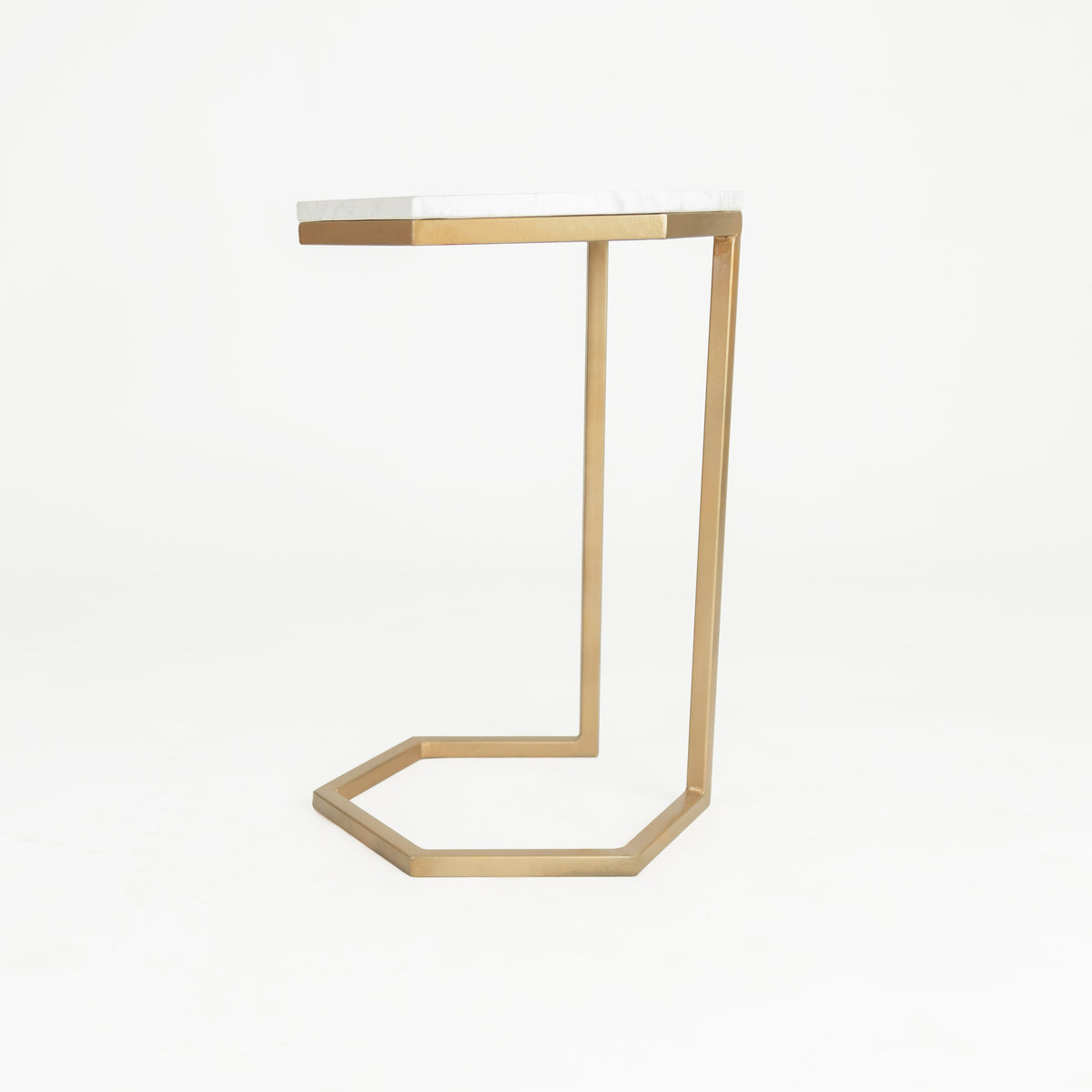 Grivola Marble C Table with Brass Inlay