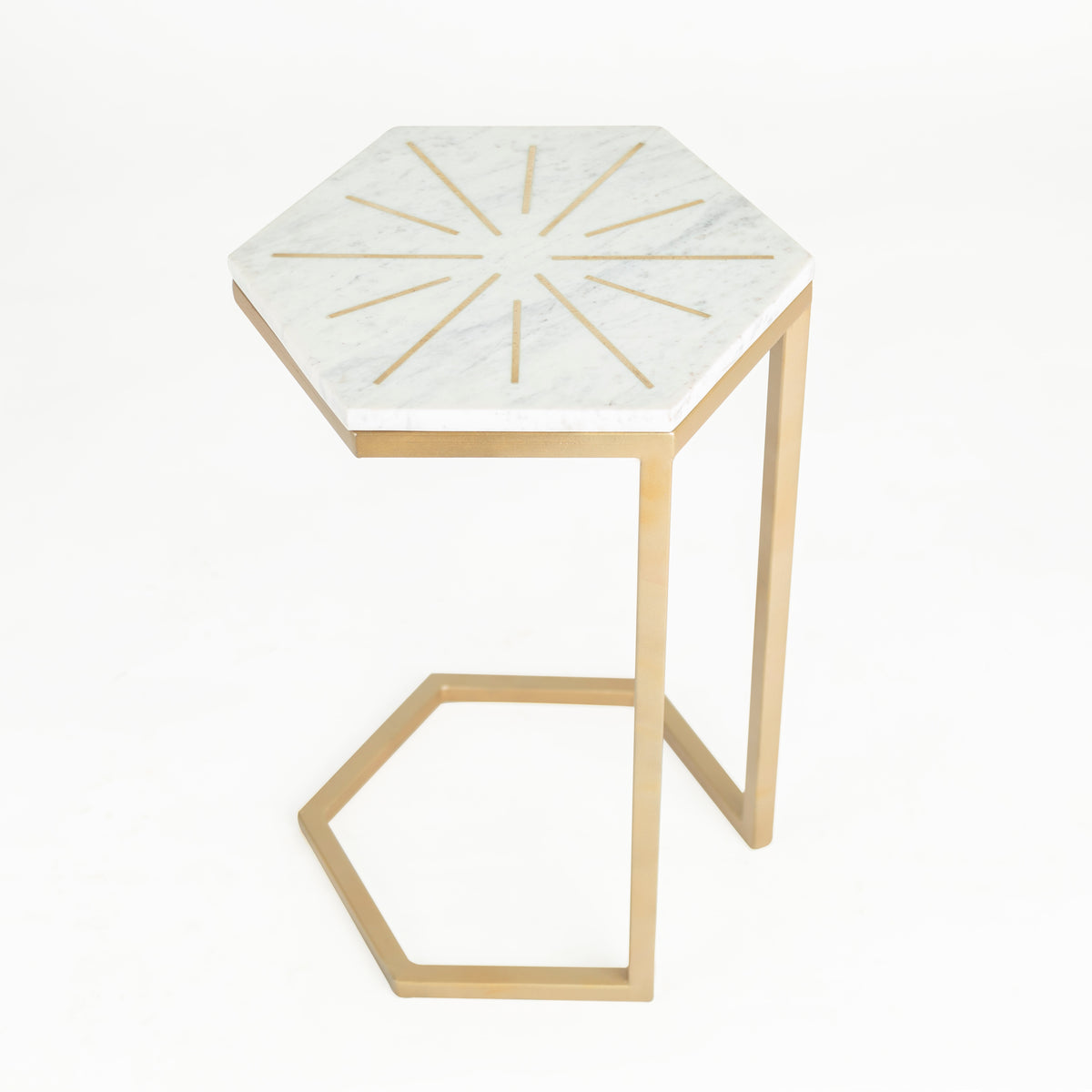 Grivola Marble C Table with Brass Inlay