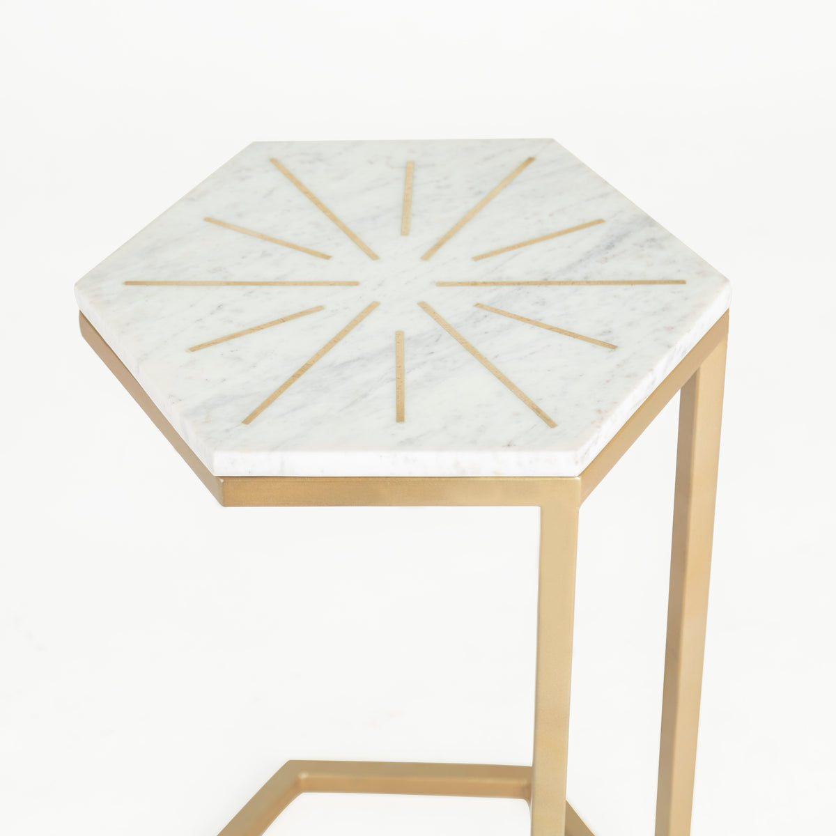 Grivola Marble C Table with Brass Inlay