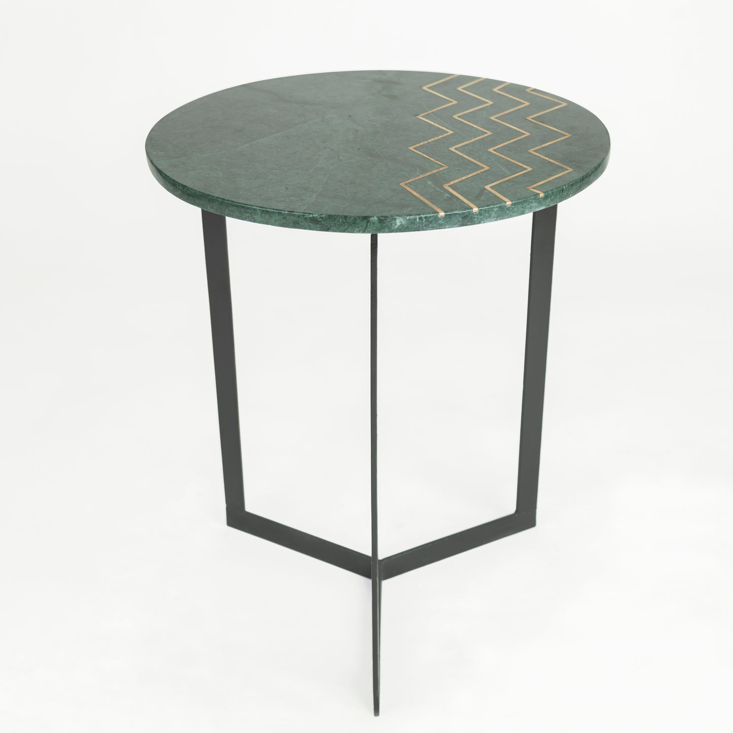 Zupo Marble Side Table with Brass Inlay