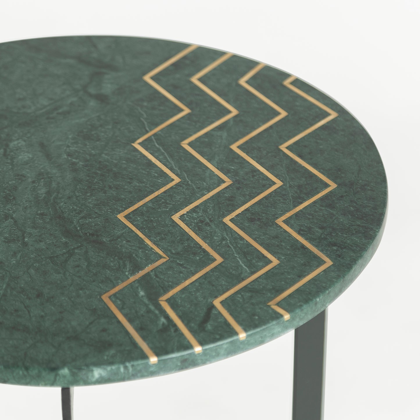 Zupo Marble Side Table with Brass Inlay
