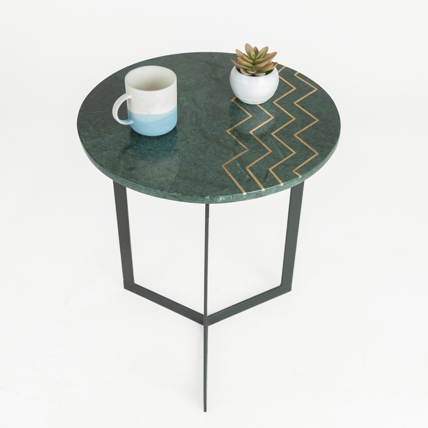 Zupo Marble Side Table with Brass Inlay